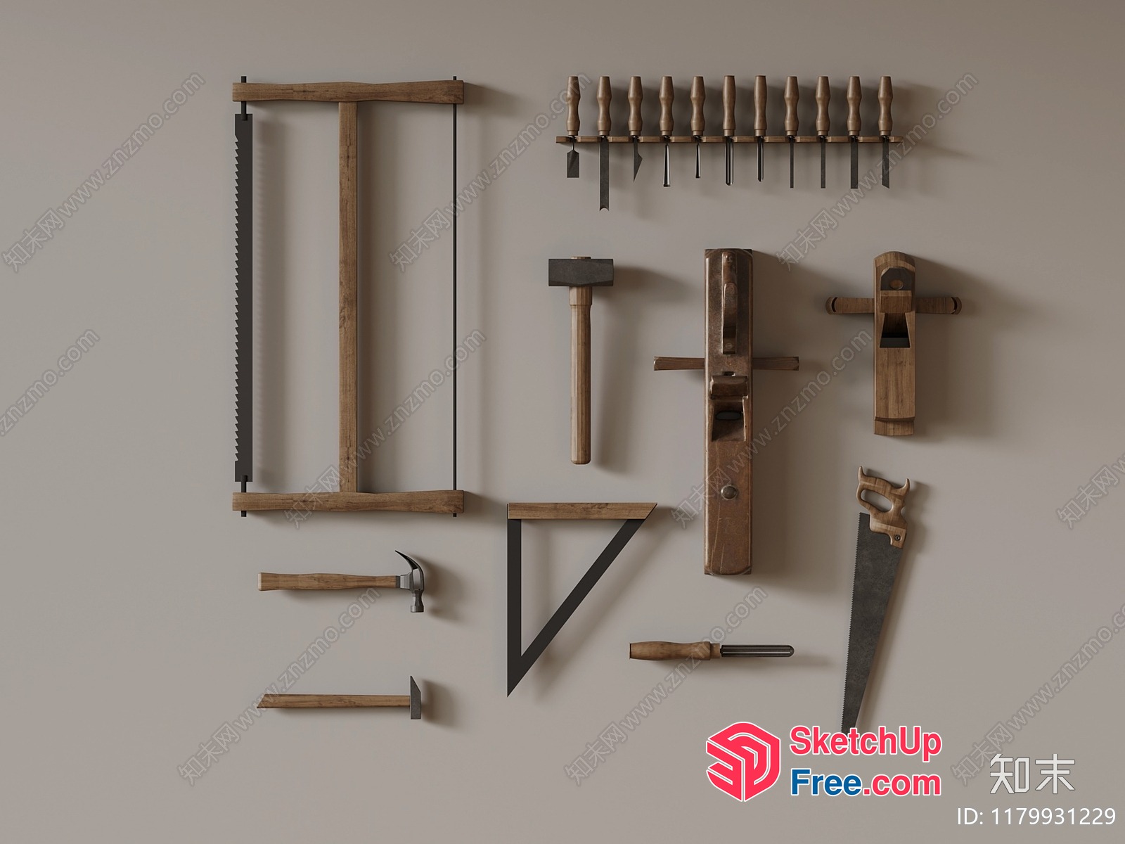 Vintage Style Tools And Decorations 3D SketchUp File