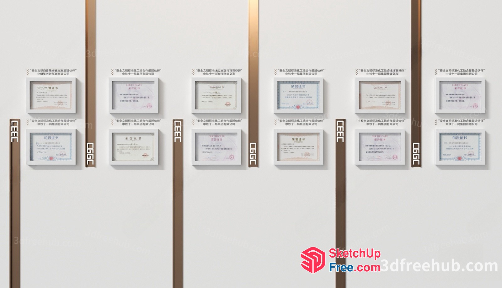 Asian Certificate Wall Display 3D SketchUp File