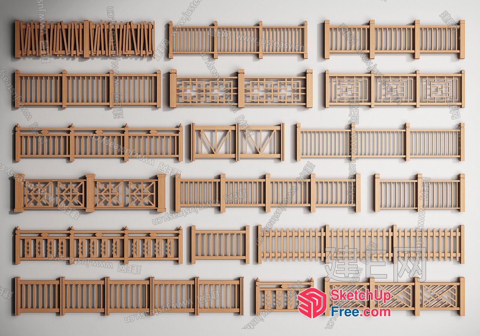 Various Wooden Fences 3D SketchUp File