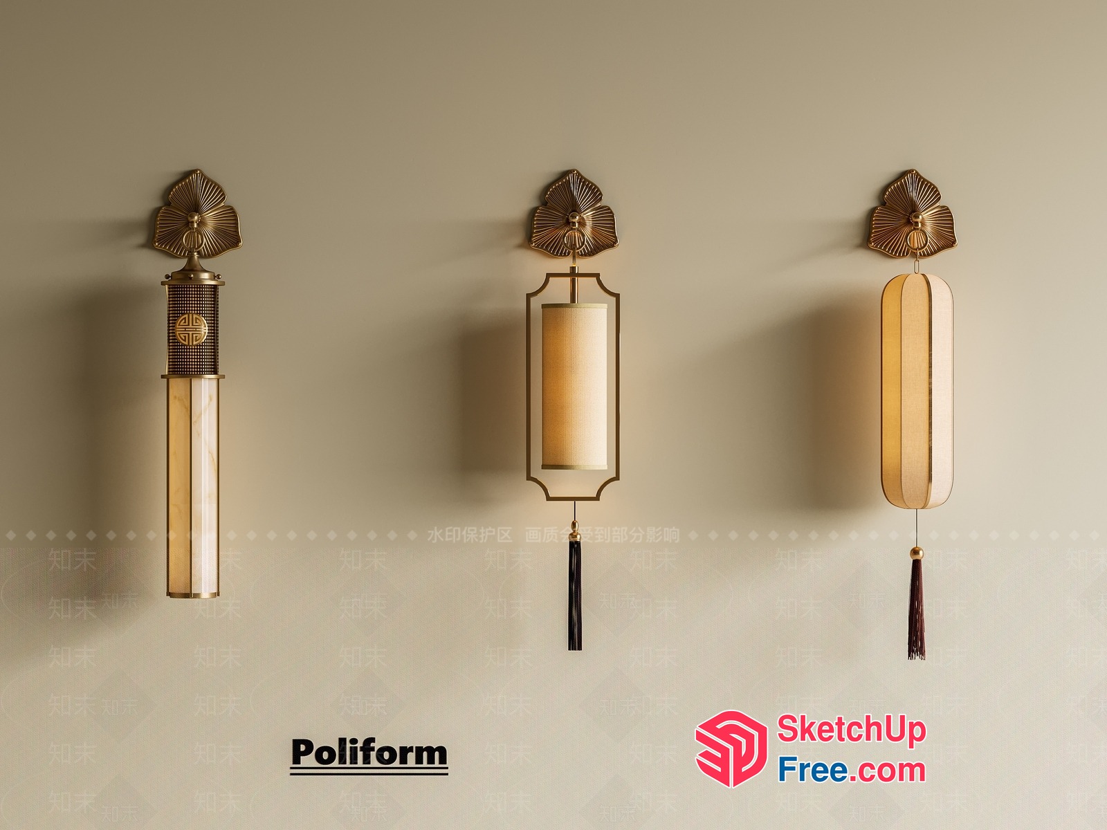 Asian-Inspired Hanging Lanterns 3D SketchUp File