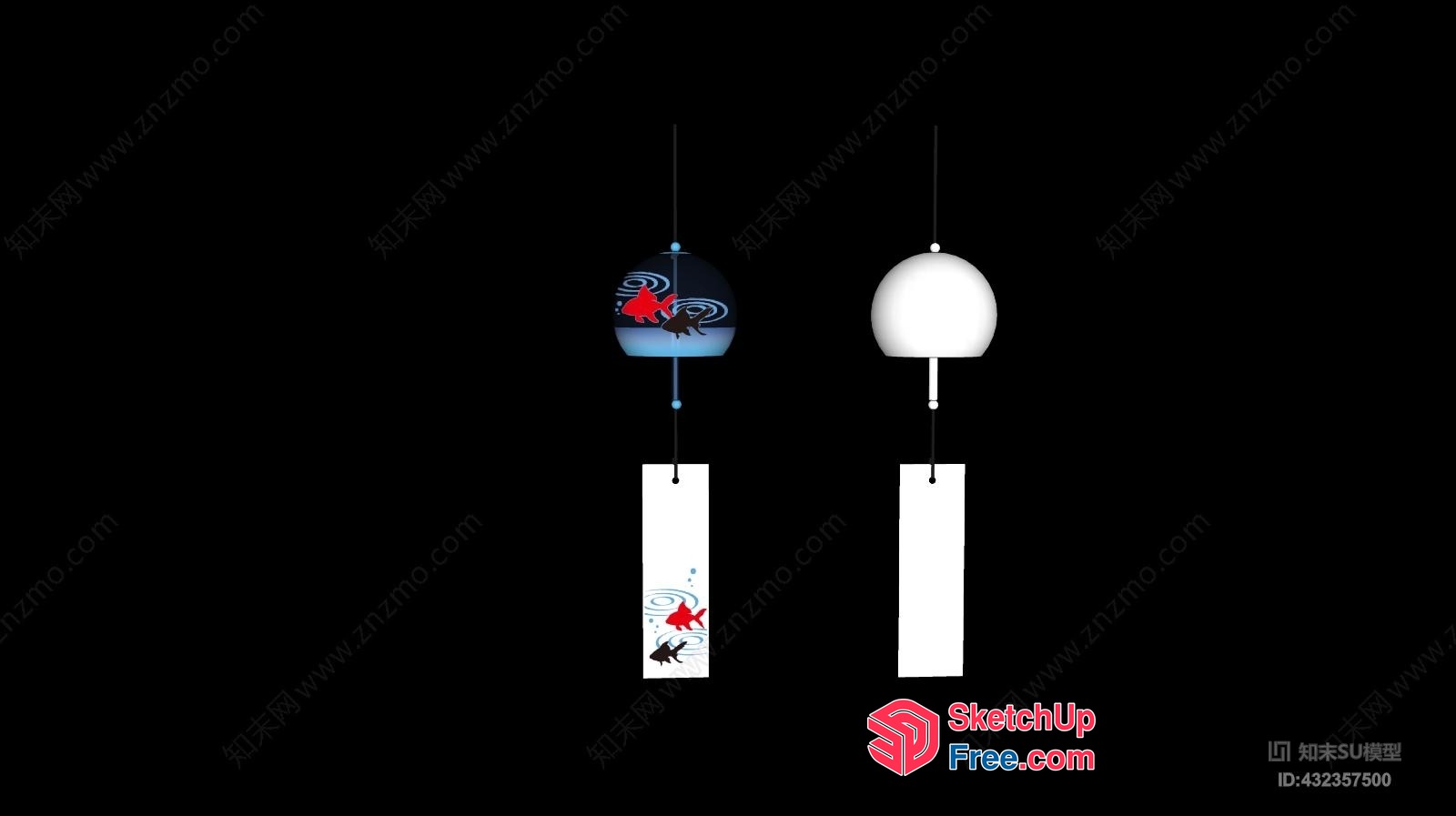 Decorative Wind Chimes With Fish Designs 3D SketchUp File