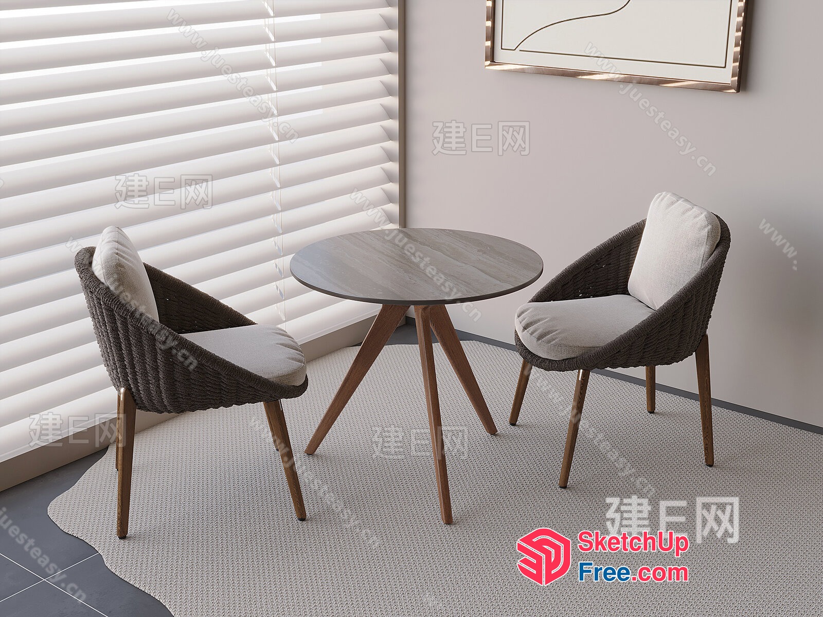 Cozy Corner Seating Area 3D SketchUp File