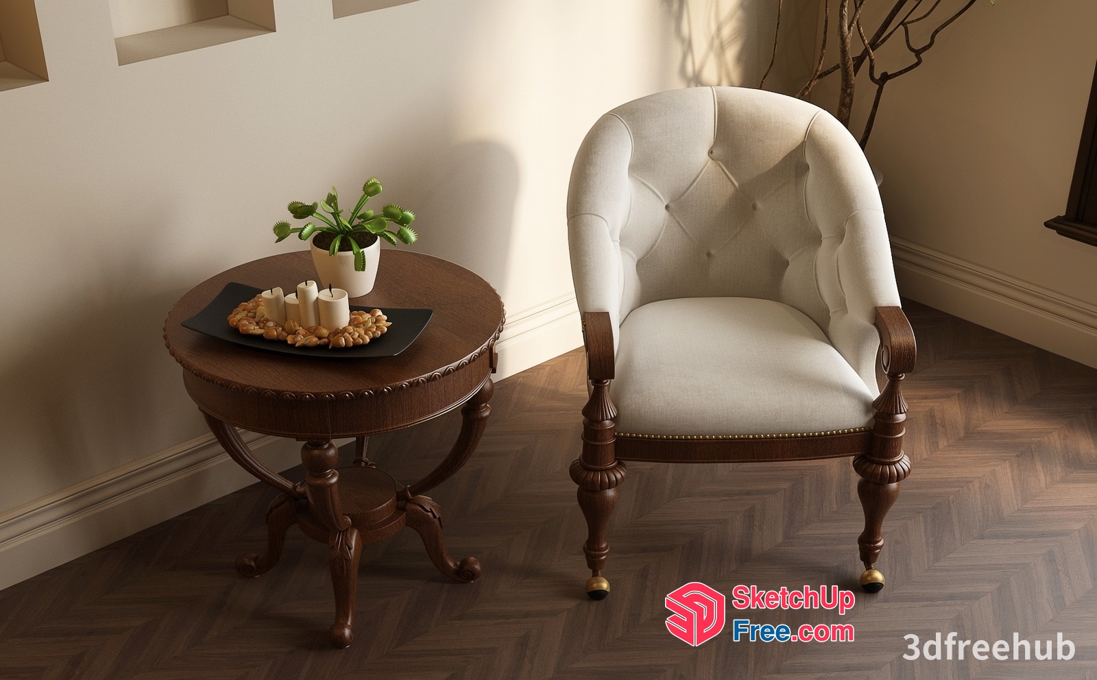 Elegant Living Room Furniture Set 3D SketchUp File