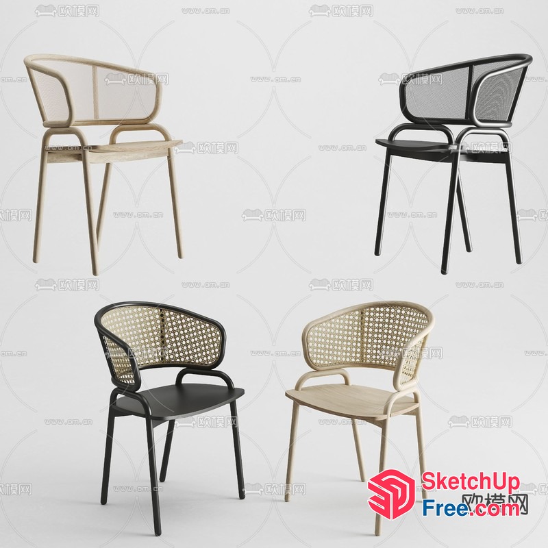 Rattan And Wood Chairs 3D SketchUp File