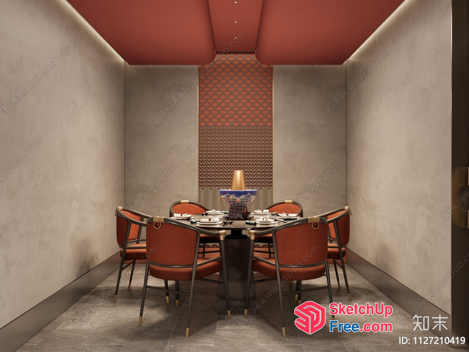 Dining Room With Ornate Table And Chairs 3D SketchUp File