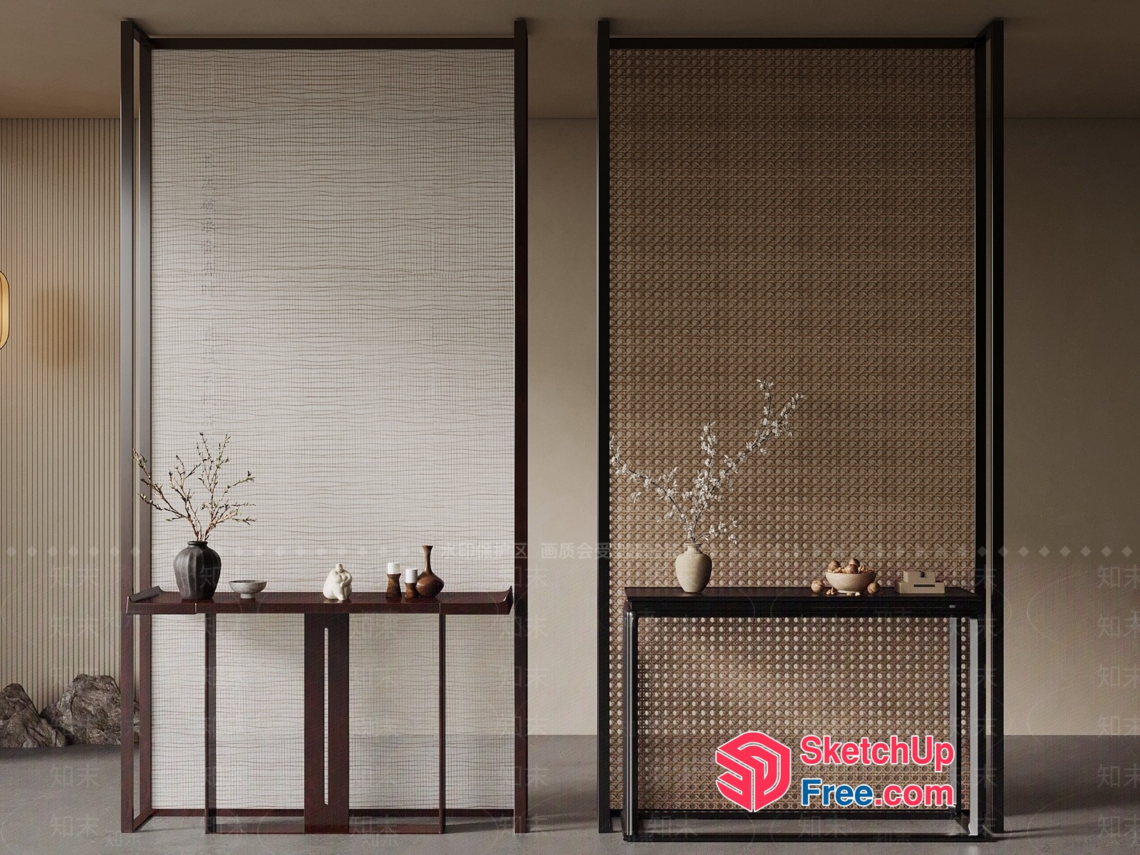 Modern Partition Screen With Minimalist Decor 3D SketchUp File