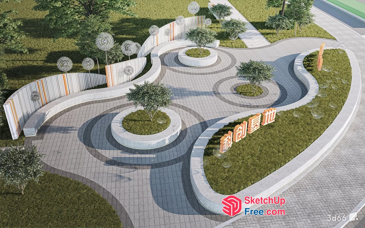 Modern Serpentine Pathway 3D SketchUp File