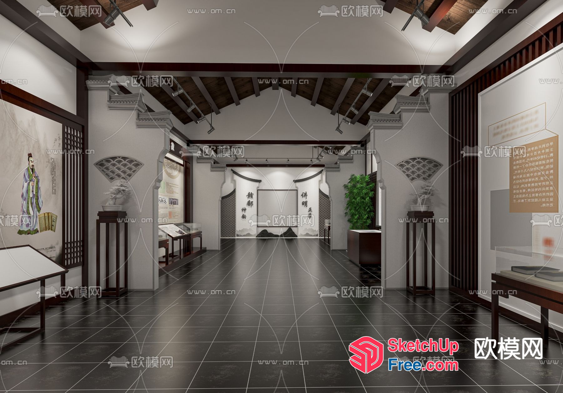 Asian-Inspired Museum Gallery 3D SketchUp File