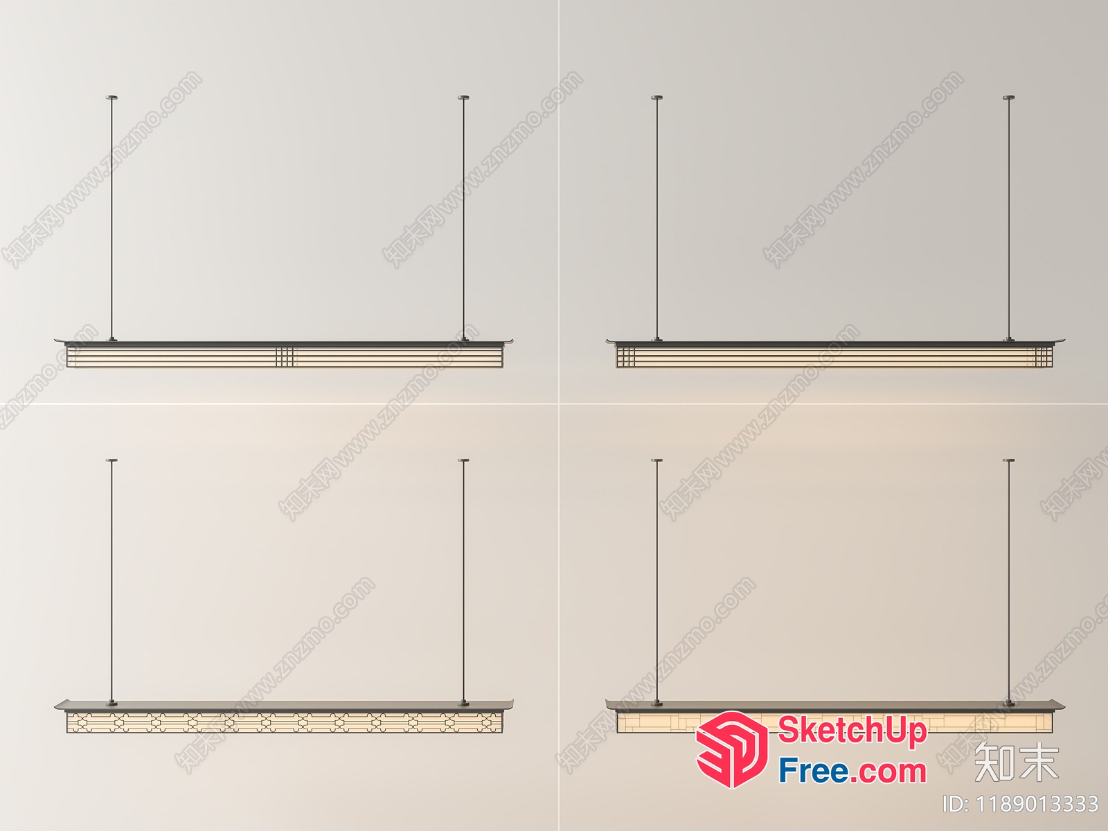 Asian-Inspired Hanging Light Fixture Design 3D SketchUp File