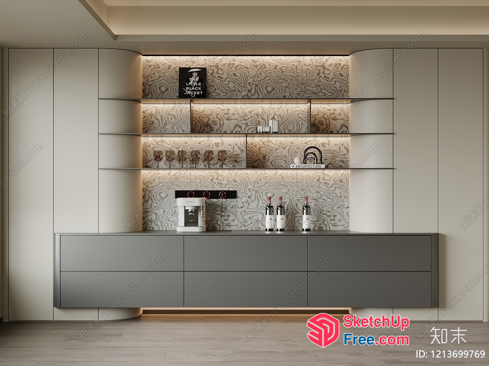 Elegant Modern Minimalist Kitchen Interior 3D SketchUp File