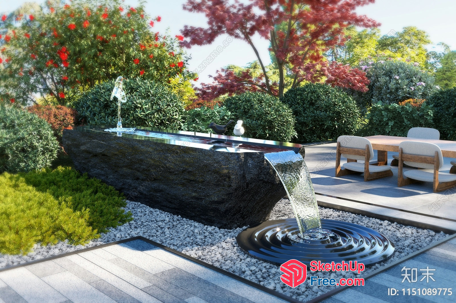 Serene Water Feature In A Modern Outdoor Space 3D SketchUp File