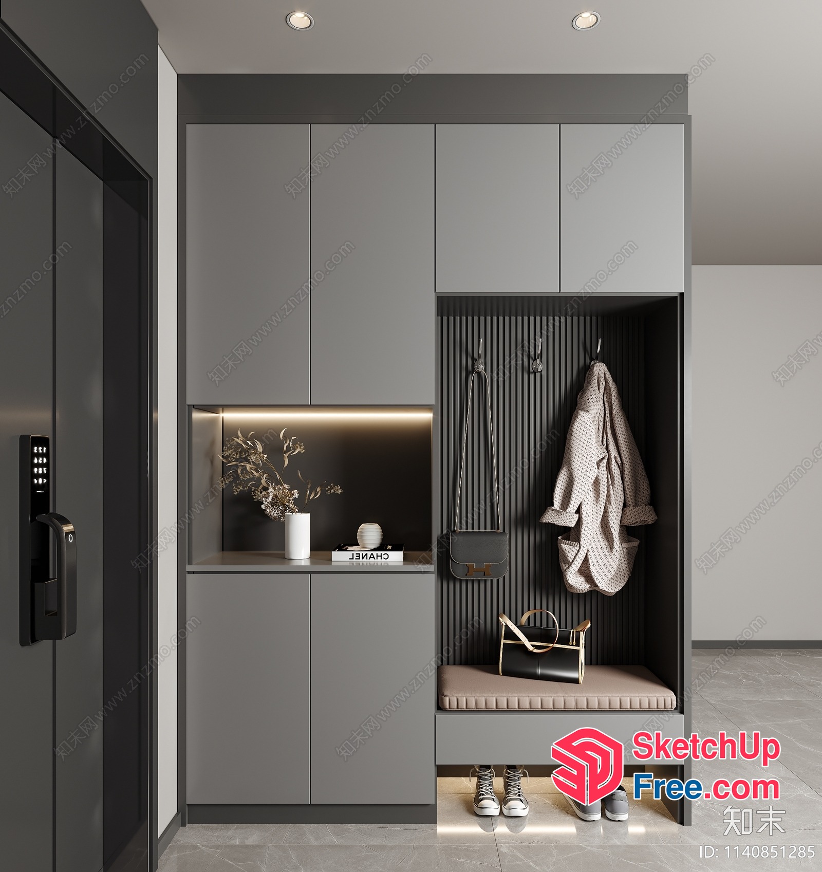 Modern Minimalist Grey And White Elevator Interior 3D SketchUp File