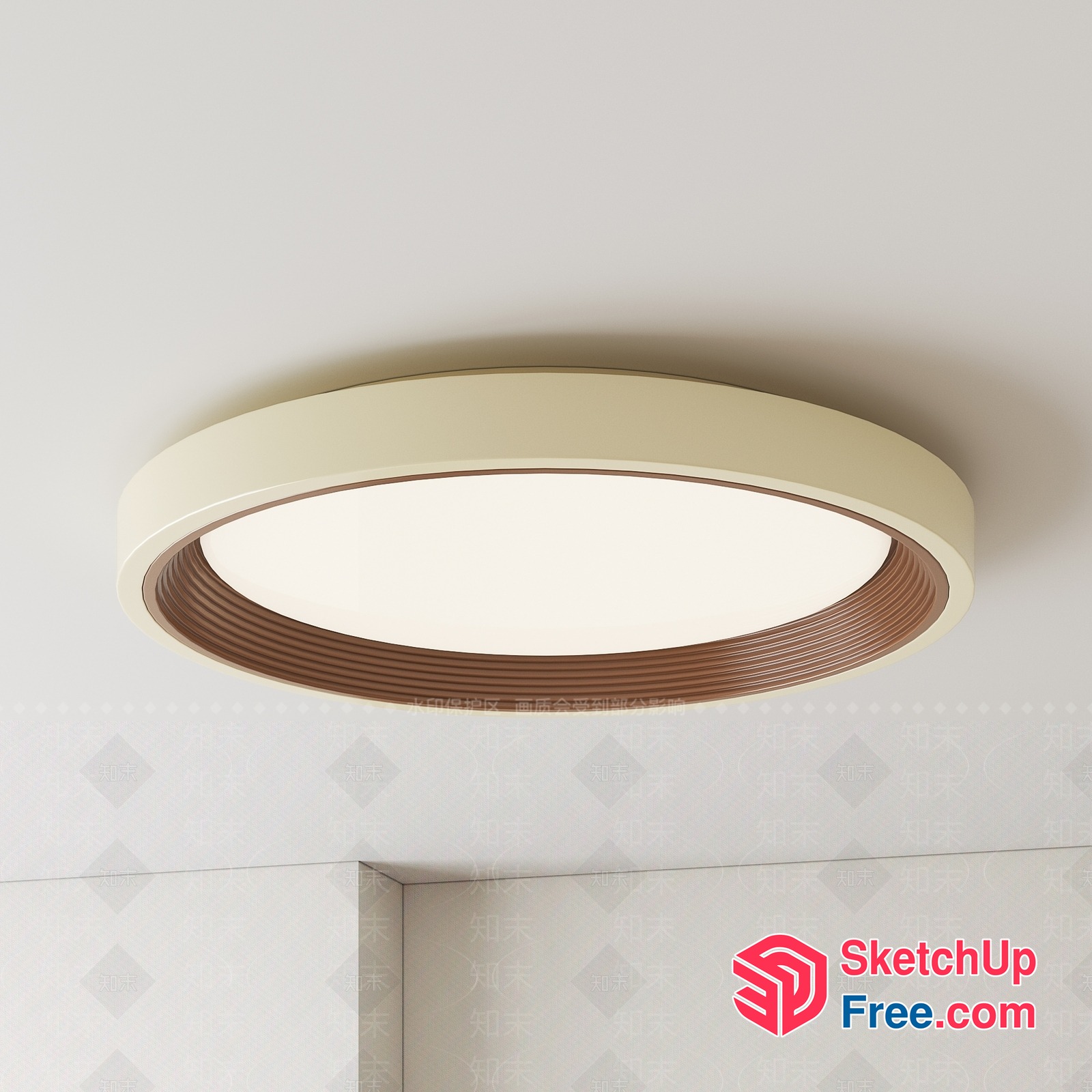 Modern Oval Light Fixture With Creamy And Brown Accents 3D SketchUp File