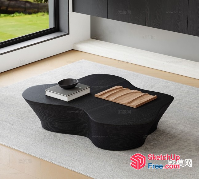 Curved Wood Coffee Table With Unique Shape 3D SketchUp File