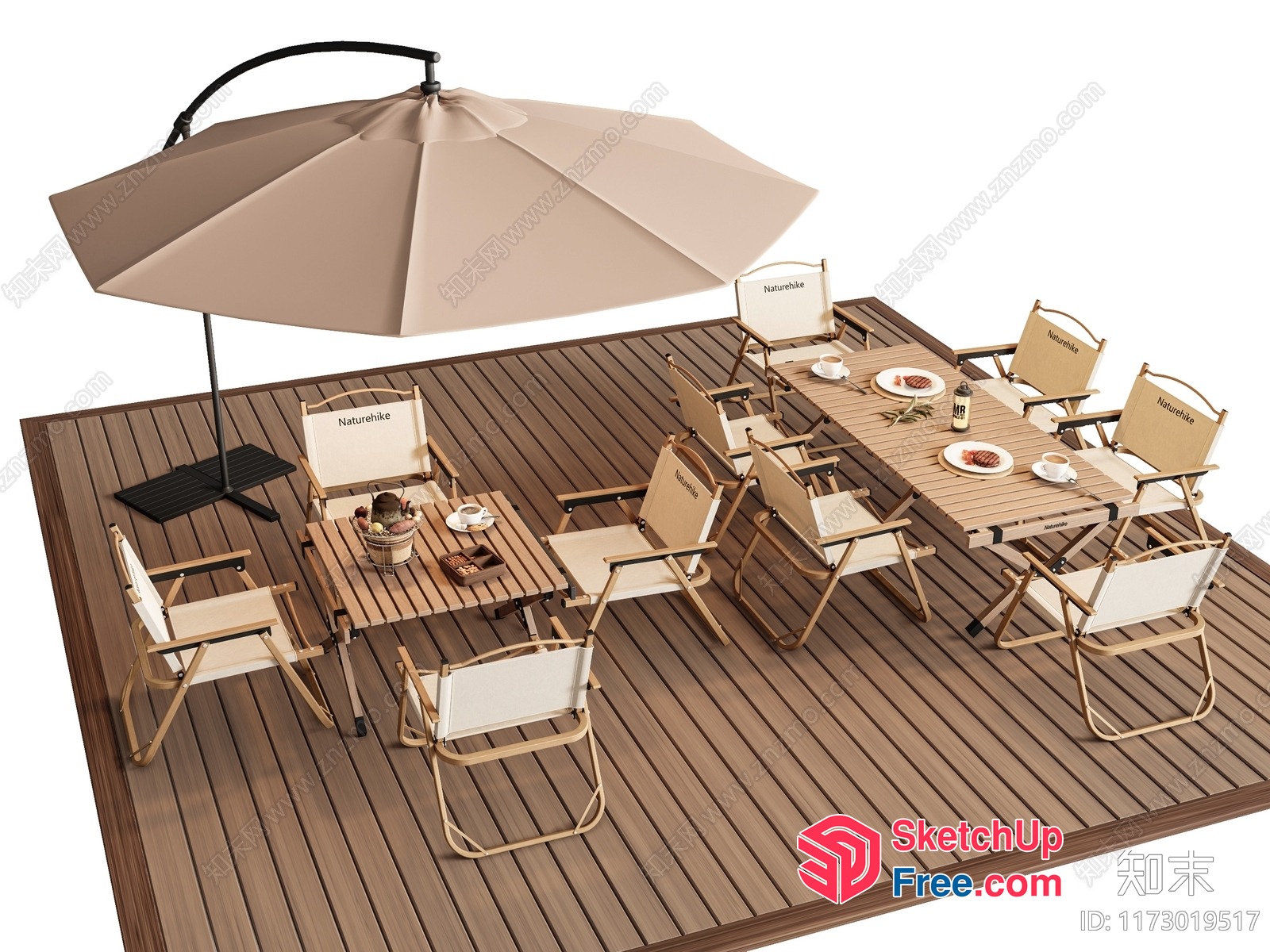 Outdoor Dining Set With Umbrella 3D SketchUp File