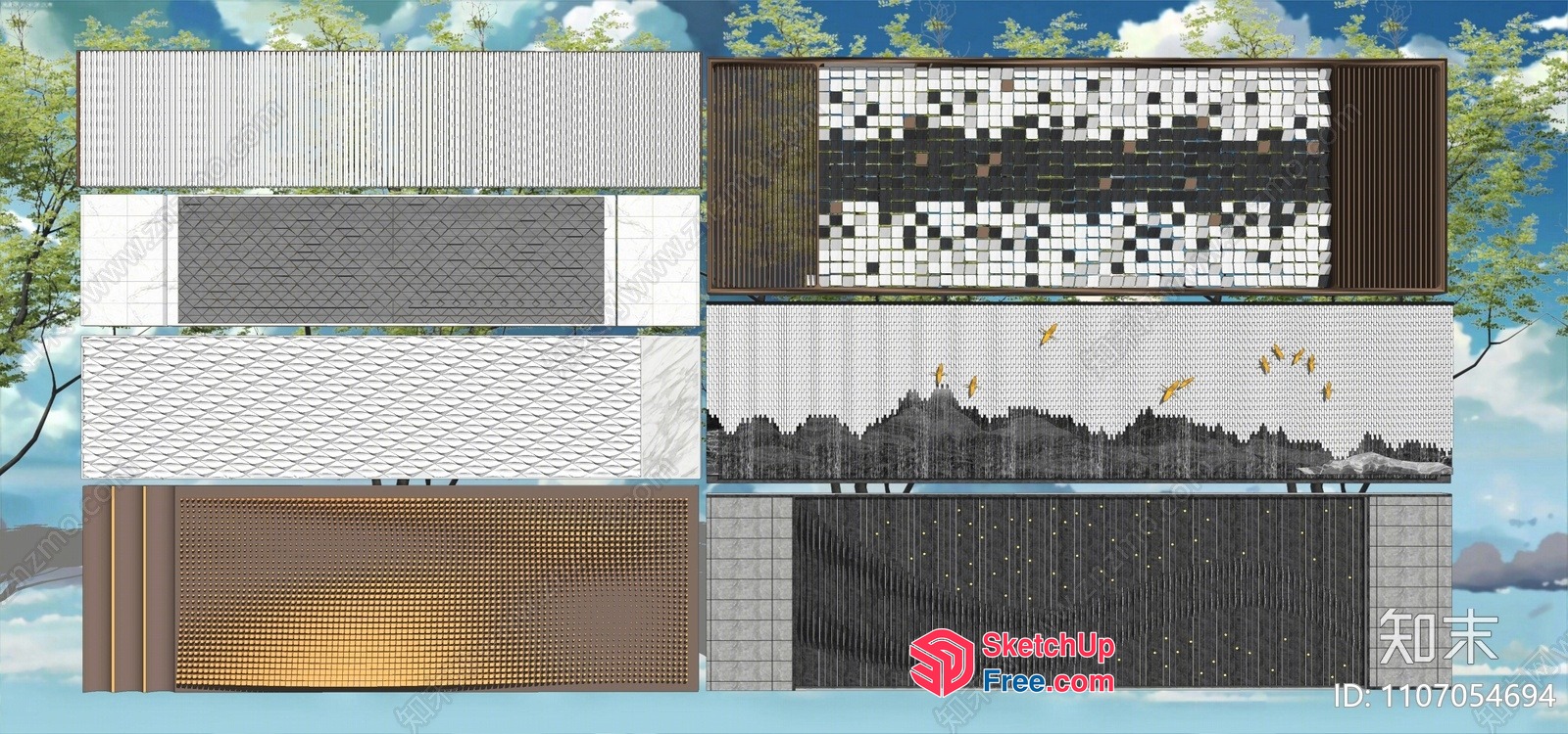 Modern Building Exterior Decor Collection 3D SketchUp File
