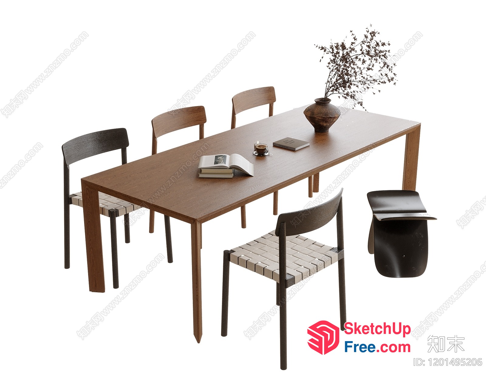 Minimalist Style Dining Table Set With Chairs 3D SketchUp File