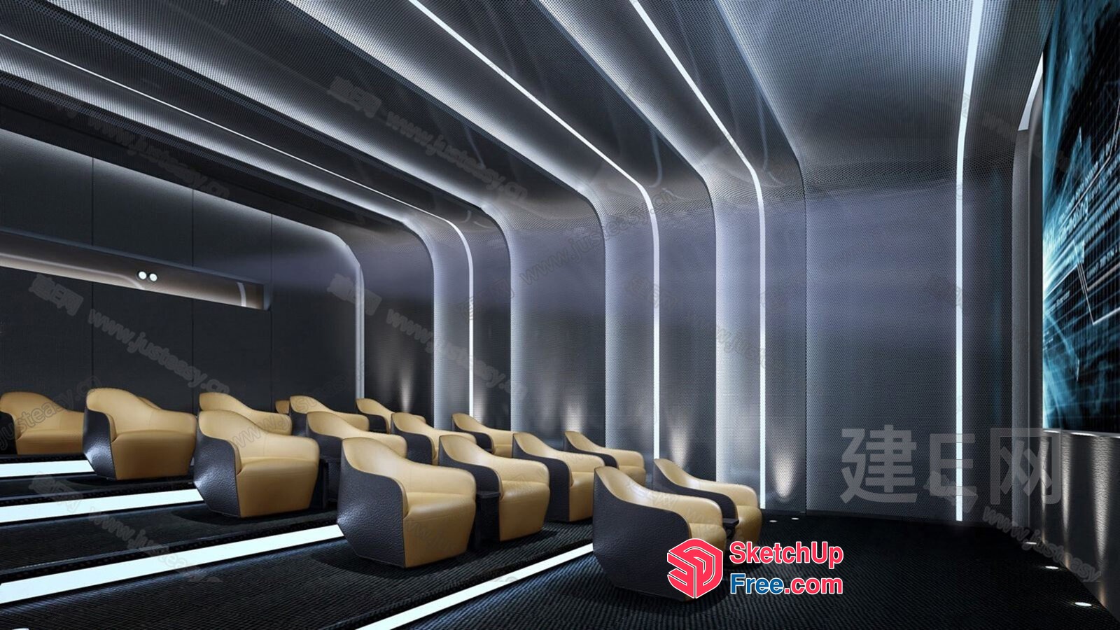 Futuristic Space Capsule Interior 3D SketchUp File