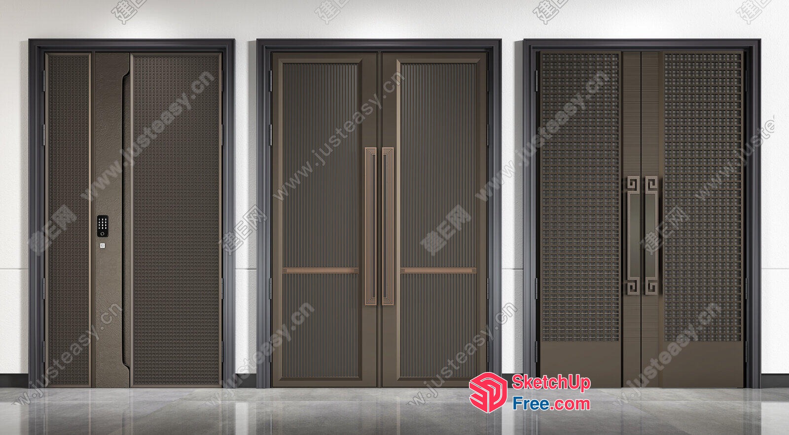 Three Elevator Doors In A Row 3D SketchUp File