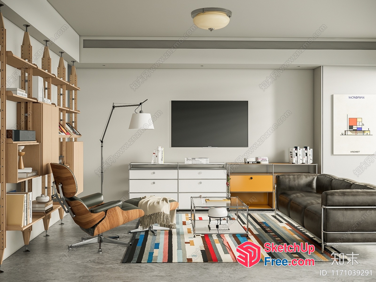 Modern Minimalist Living Room Interior Design 3D SketchUp File