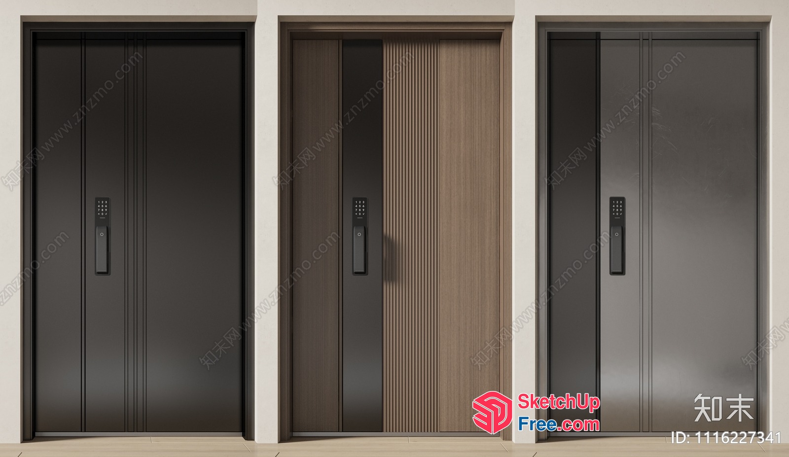 Modern Elevator Doors With Digital Controls 3D SketchUp File