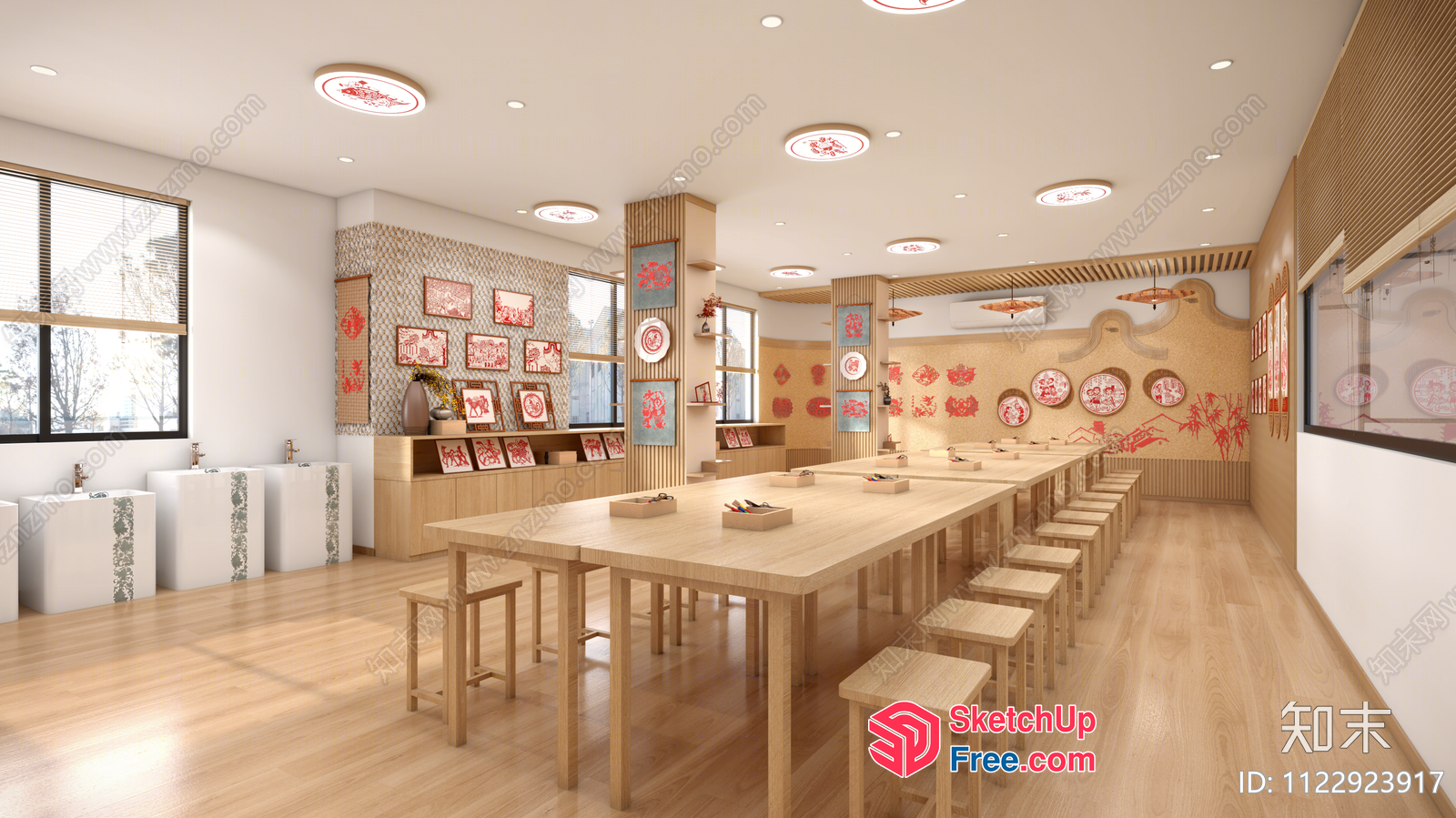 Elegant Modern Japanese-Style Dining Room 3D SketchUp File