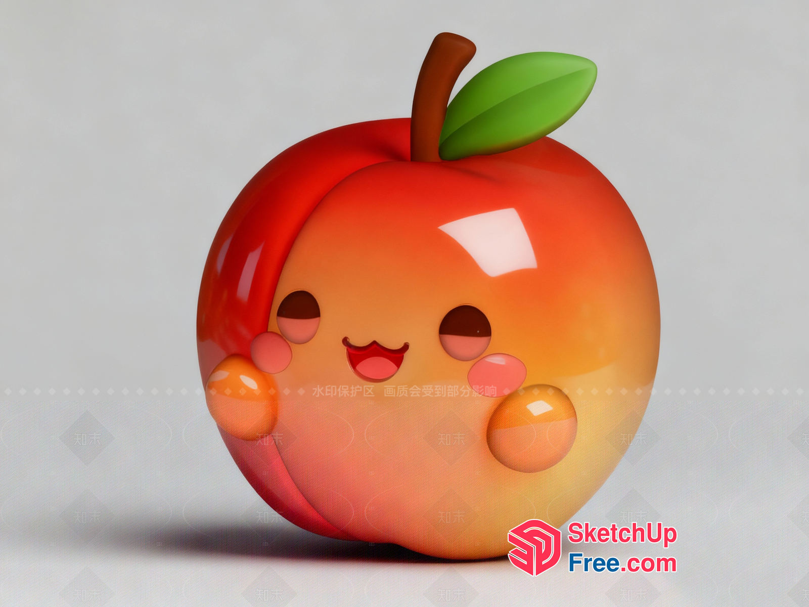 Adorable Apple Character 3D SketchUp File