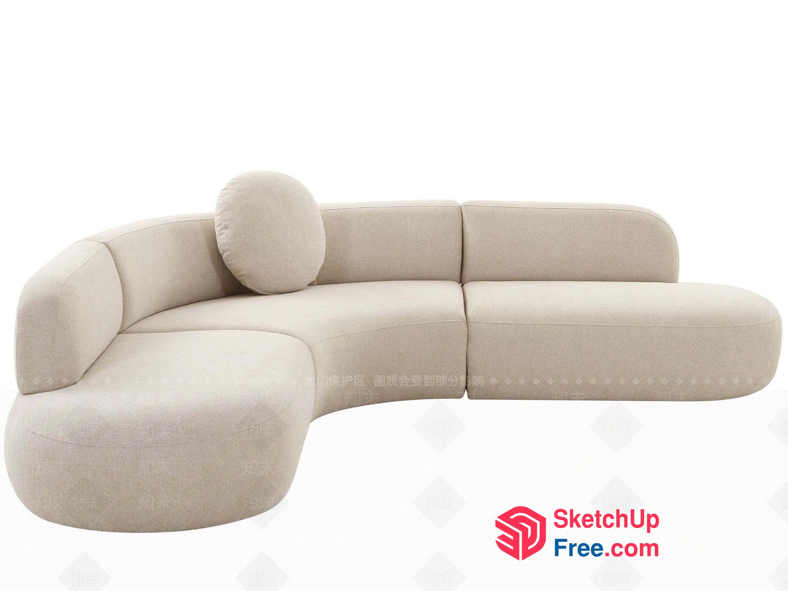 Elegant Curved Sofa With Pillows 3D SketchUp File