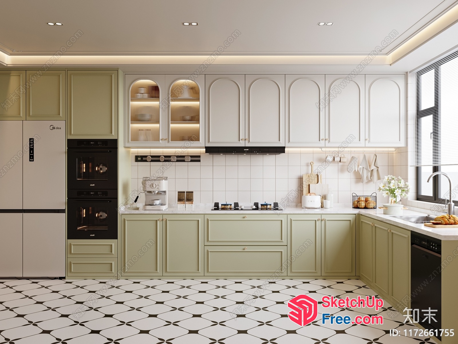 Elegant Creamy Style Kitchen 3D SketchUp File