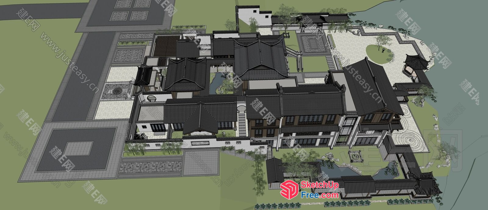 Chinese-Style Villa Plan 3D SketchUp File