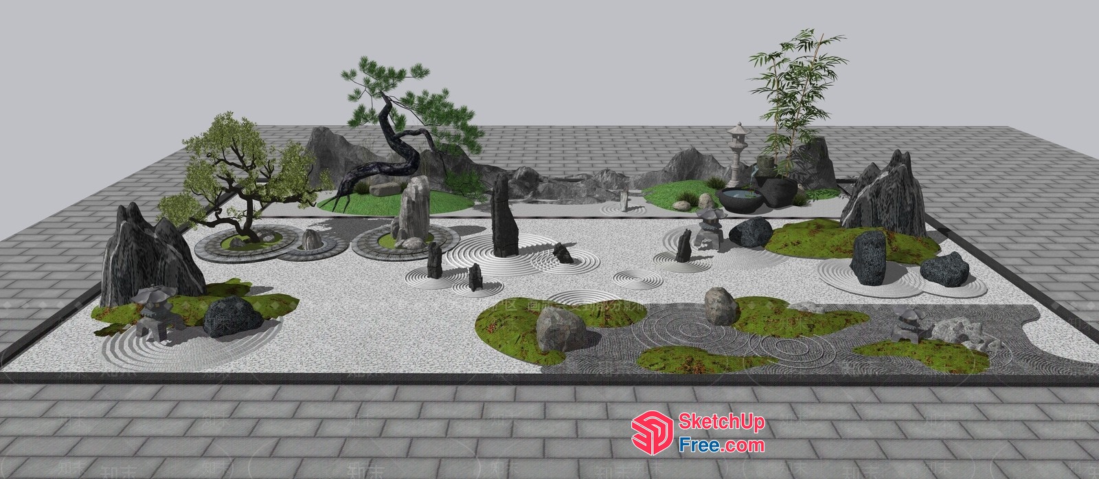 Serene Japanese Zen Garden 3D SketchUp File