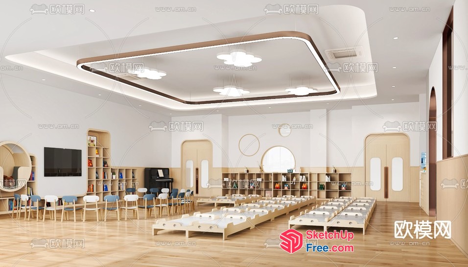 Modern Minimalist Classroom Interior Design 3D SketchUp File