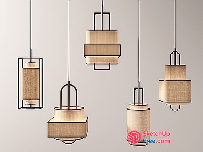 Minimalist Japanese Style Hanging Light Fixtures 3D SketchUp File