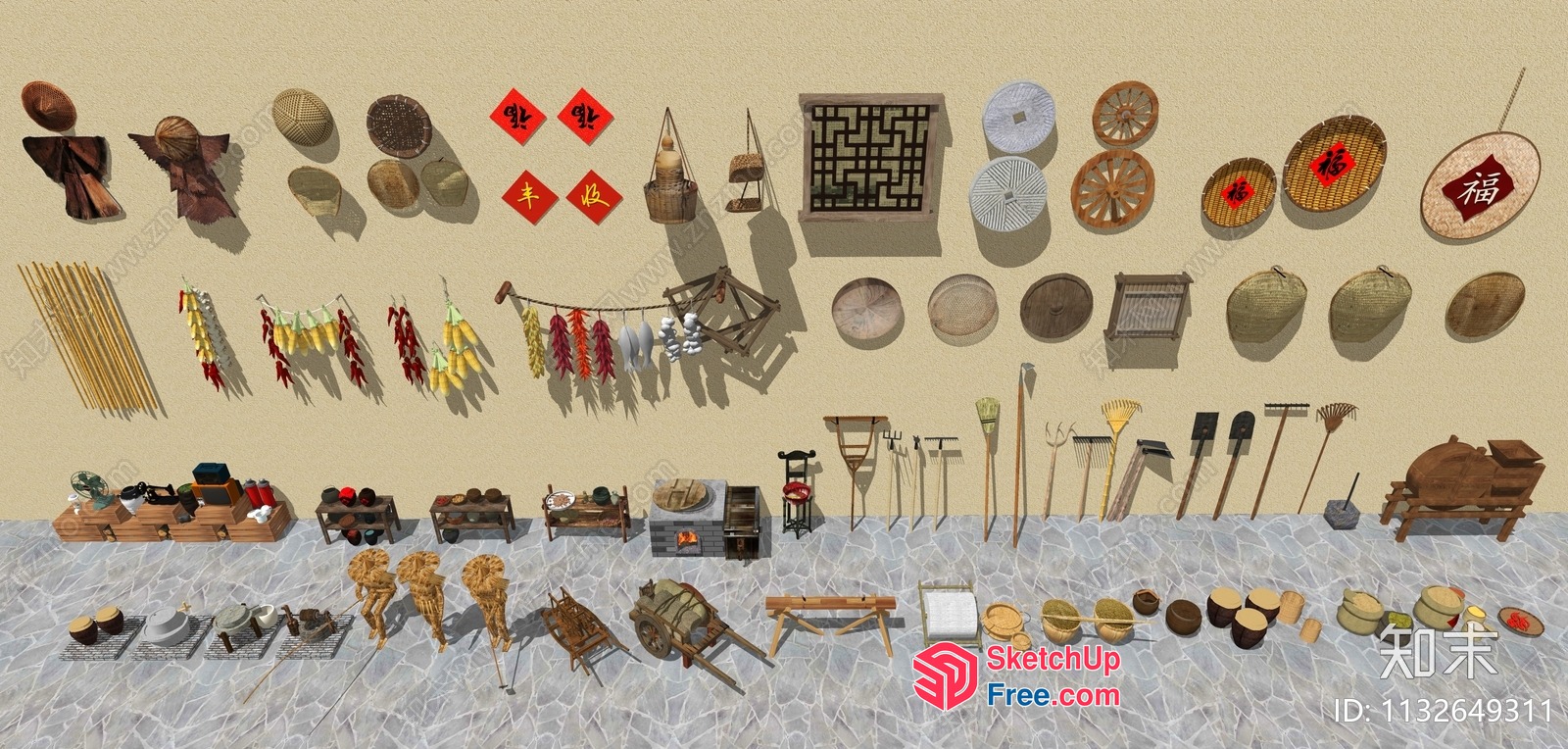 Asian Market Goods Display 3D SketchUp File