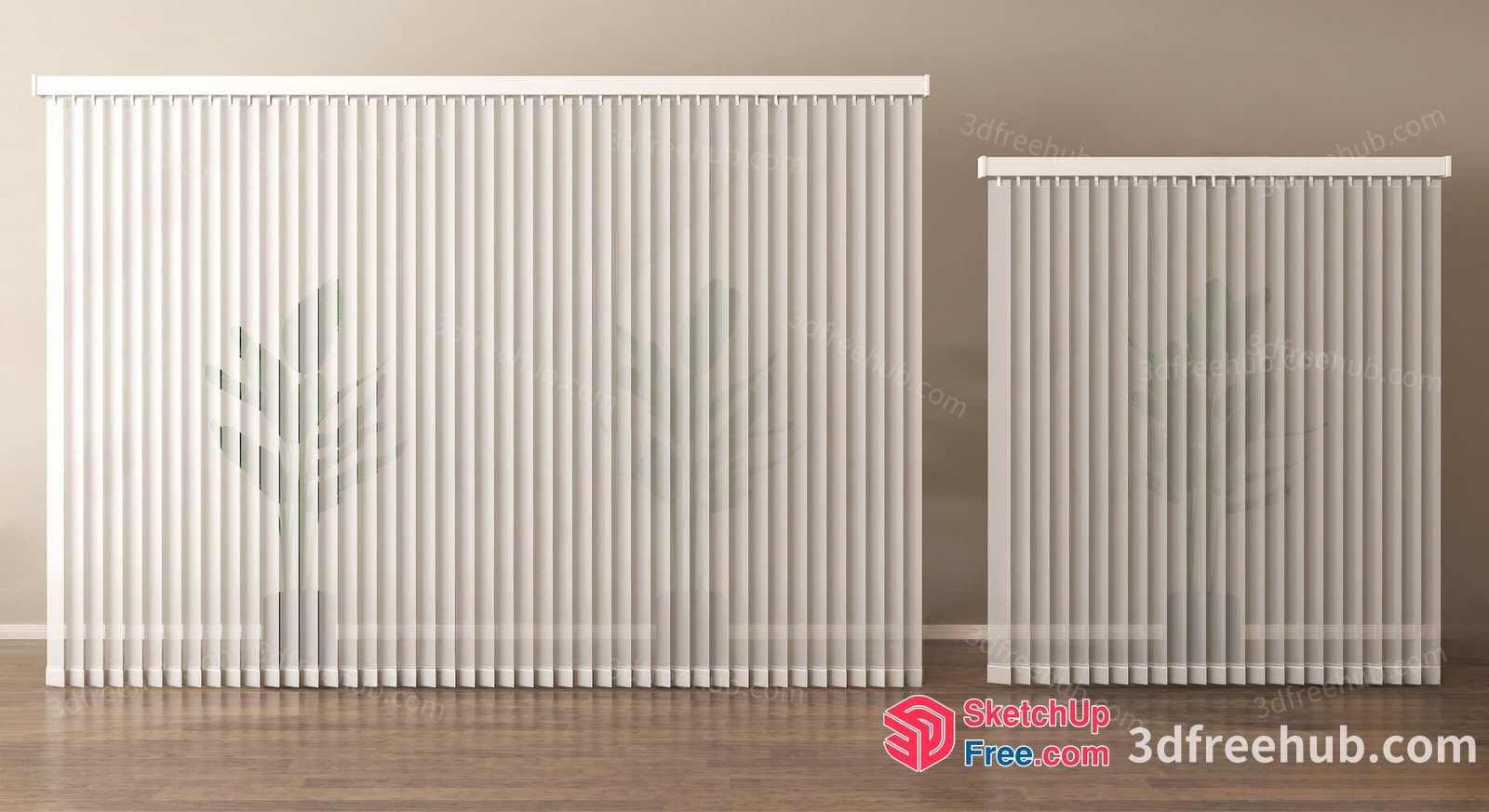 White Vertical Blinds In A Modern Interior 3D SketchUp File