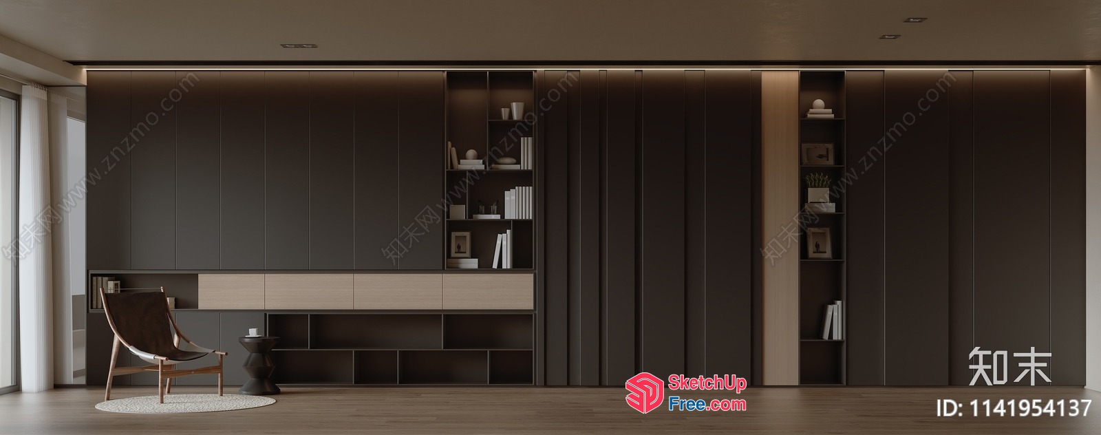 Modern Dark Brown Minimalist Interior Design 3D SketchUp File