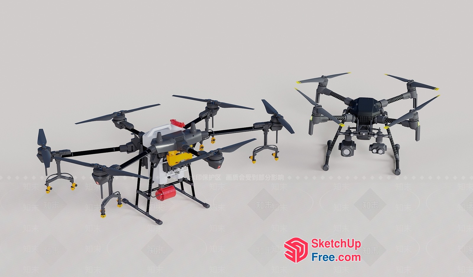 Two Agricultural Drones For Precision Farming 3D SketchUp File