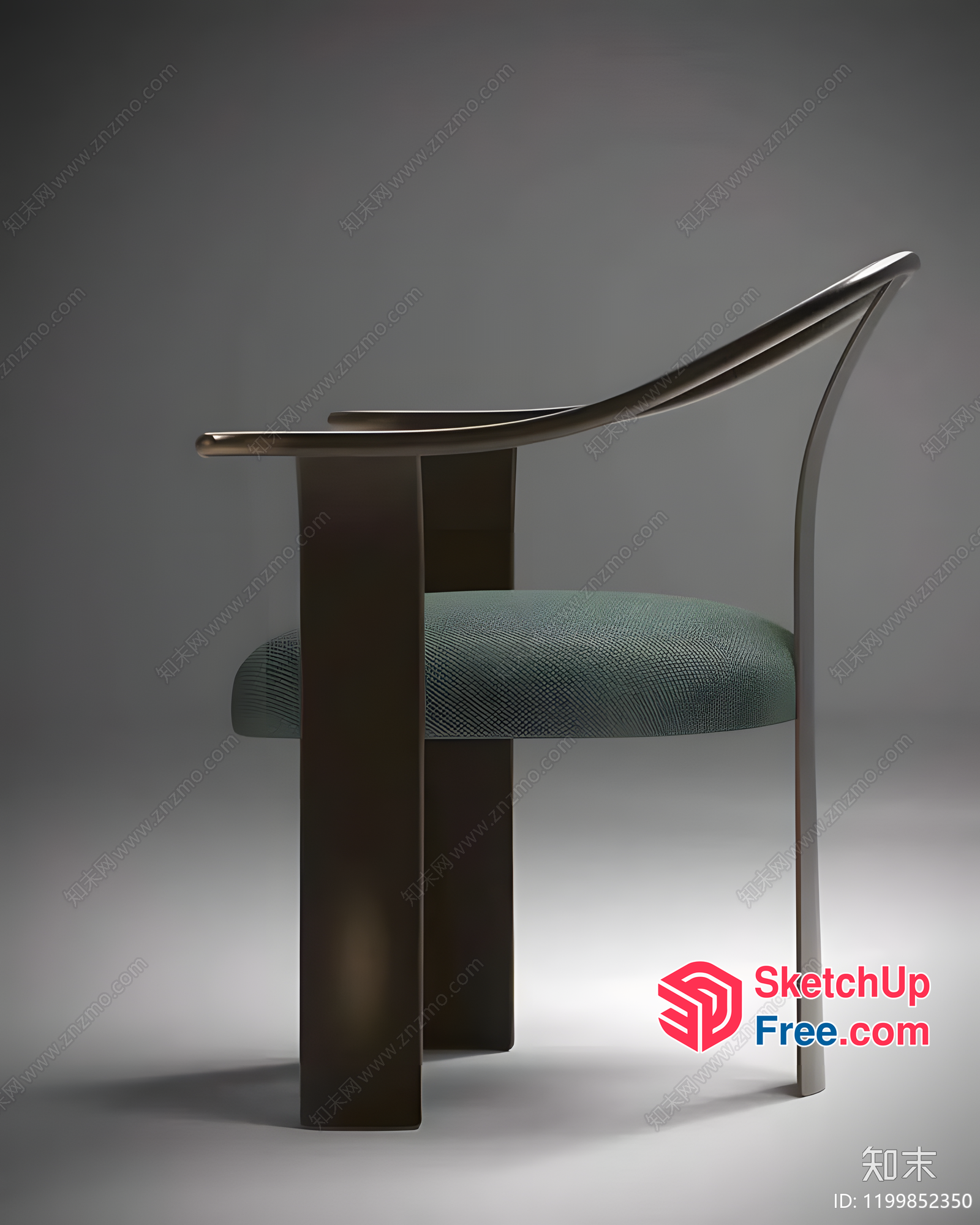 Modern Green Chair With Sleek Metal Legs 3D SketchUp File