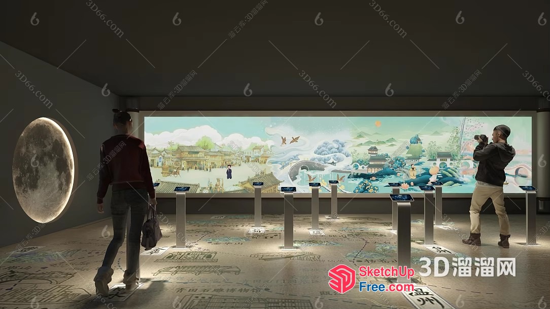 People Viewing Art And Decorative Screens 3D SketchUp File