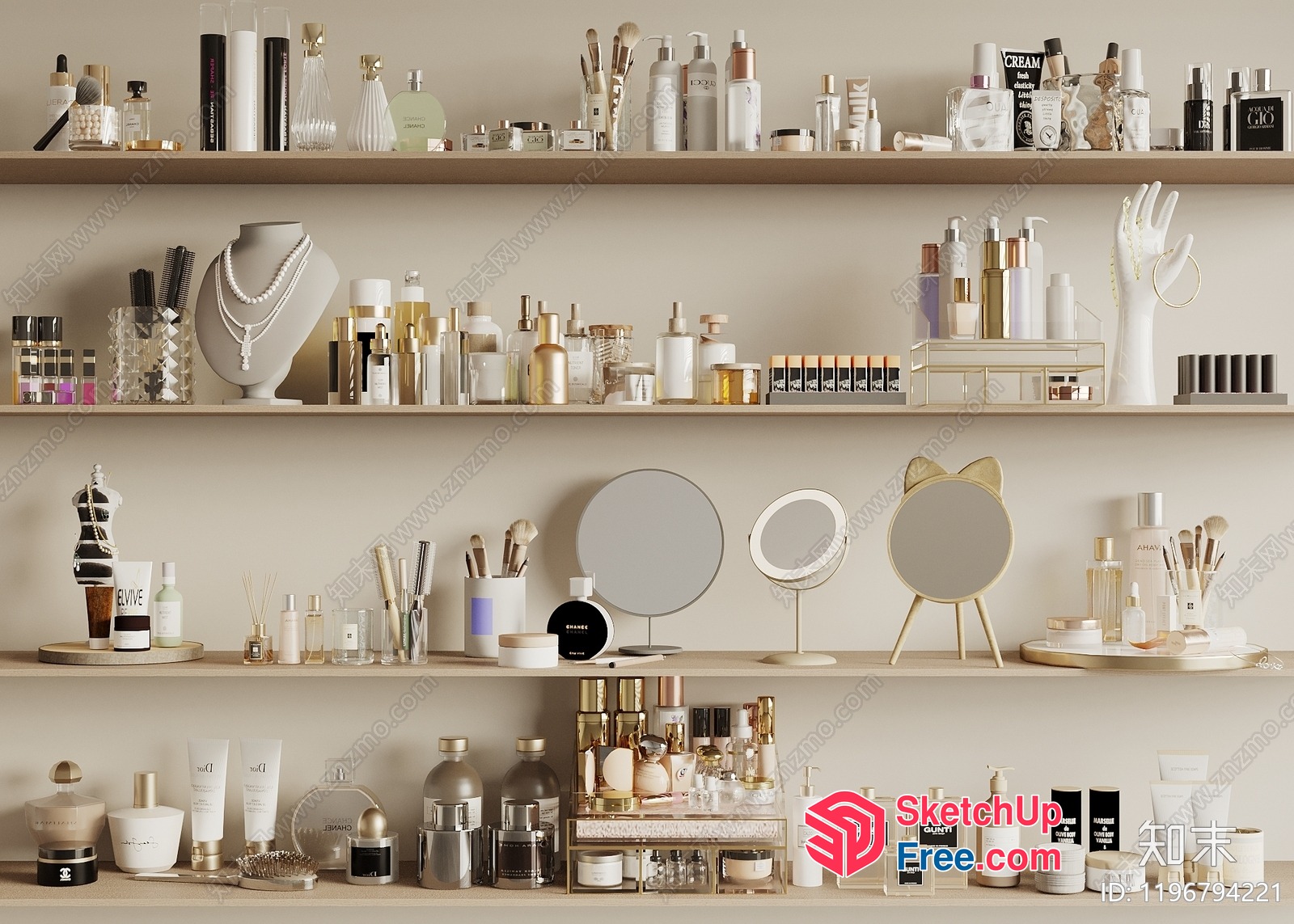 Cosmetic And Perfume Display Shelves 3D SketchUp File