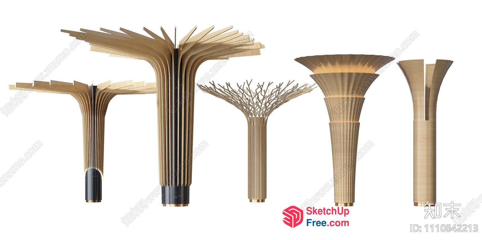 Modern Tree-Shaped Decorative Pillars 3D SketchUp File