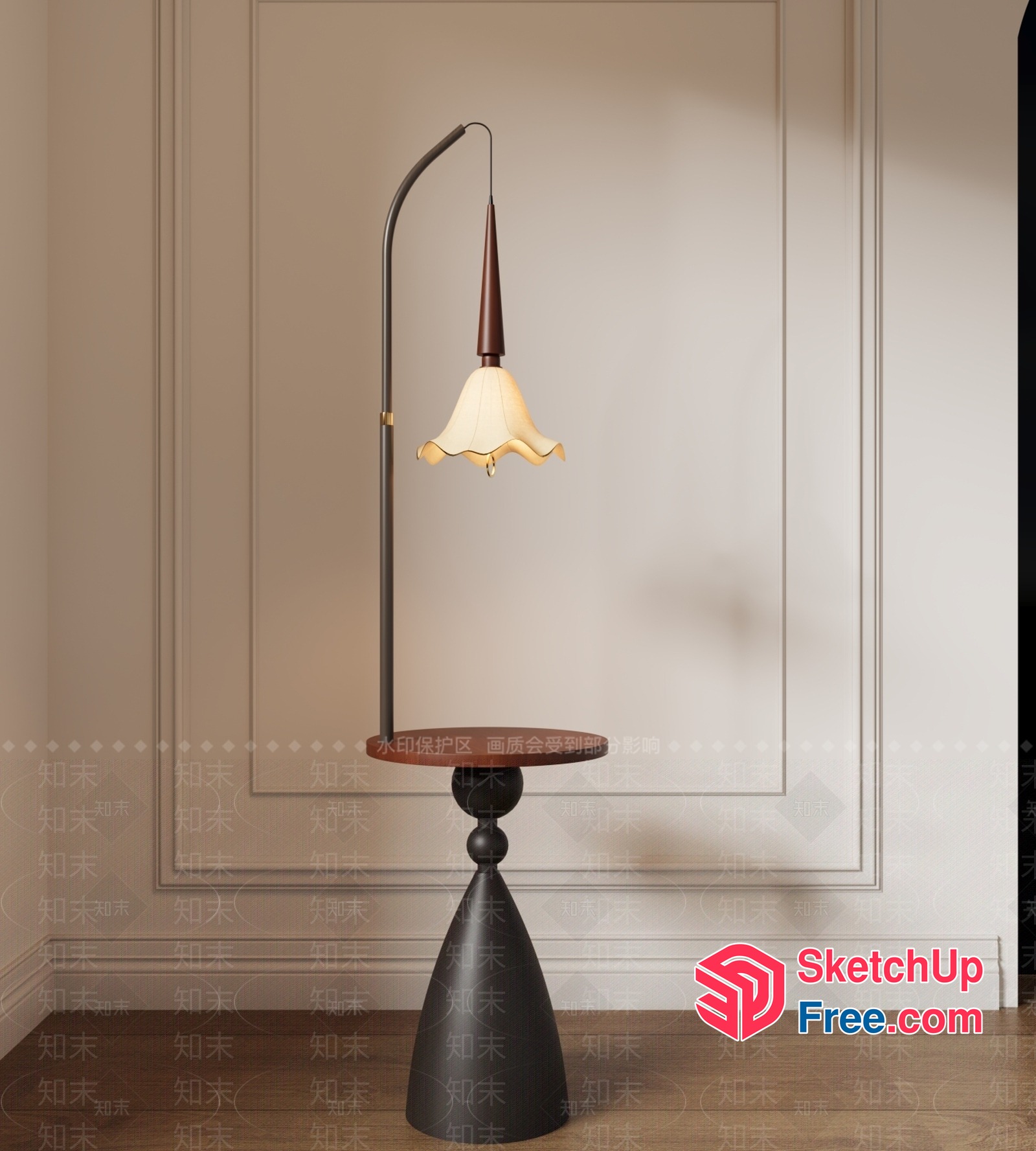Elegant Floor Lamp With Table 3D SketchUp File