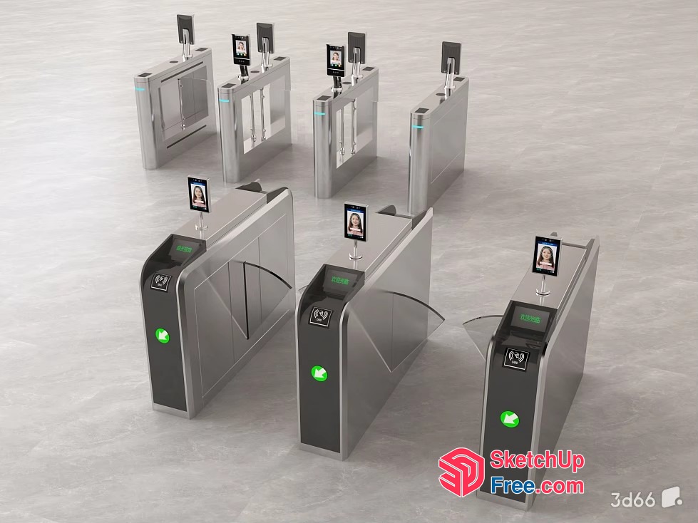 Modern Minimalist Turnstile Gate System 3D SketchUp File