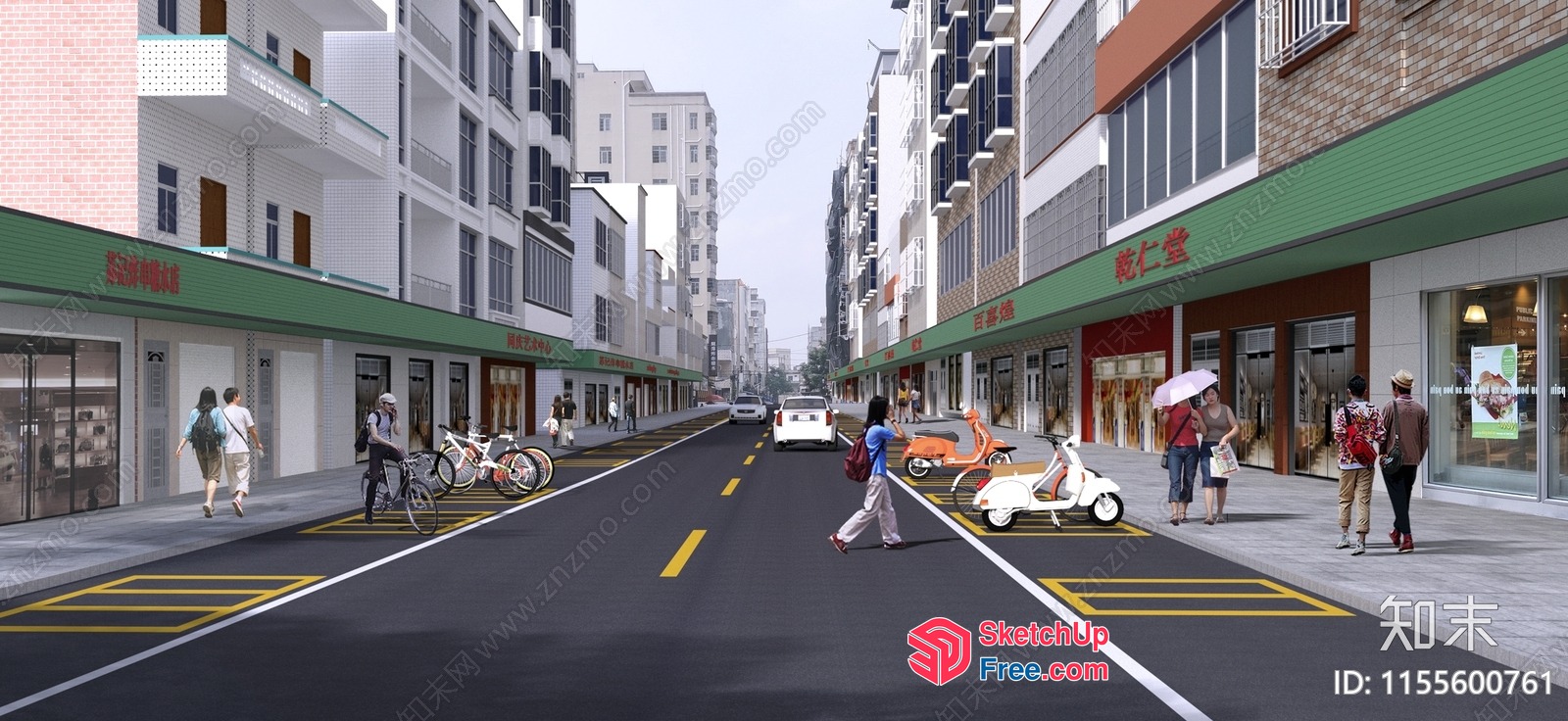 Commercial Street With Classic European Style Buildings And A Busy Road 3D SketchUp File
