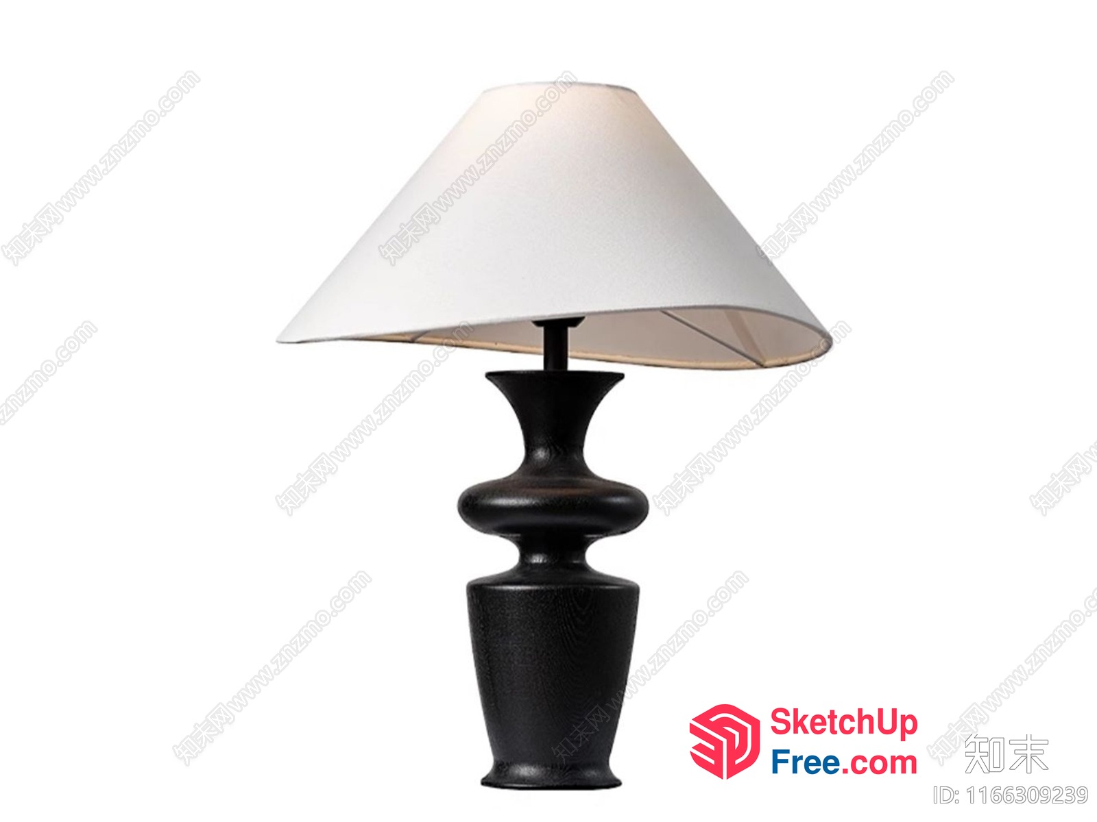Table Lamp With White Shade And Black Base 3D SketchUp File