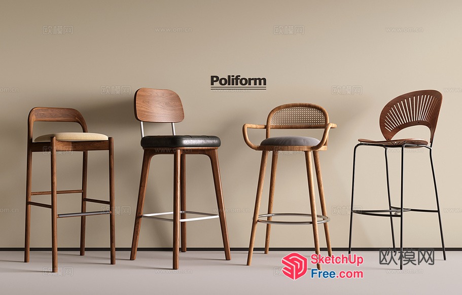 Poliform Bar Stools 3D SketchUp File