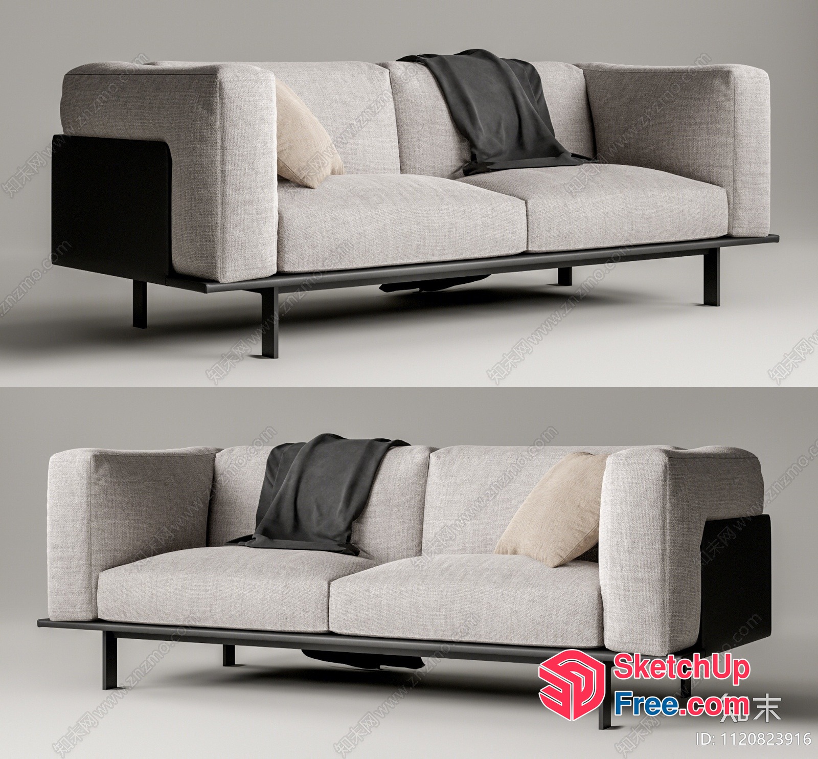 Modern Minimalist Sofa With Clean Lines And Neutral Colors 3D SketchUp File