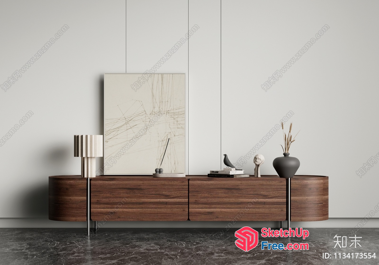 Elegant Modern Minimalist Living Room Furniture And Decor 3D SketchUp File