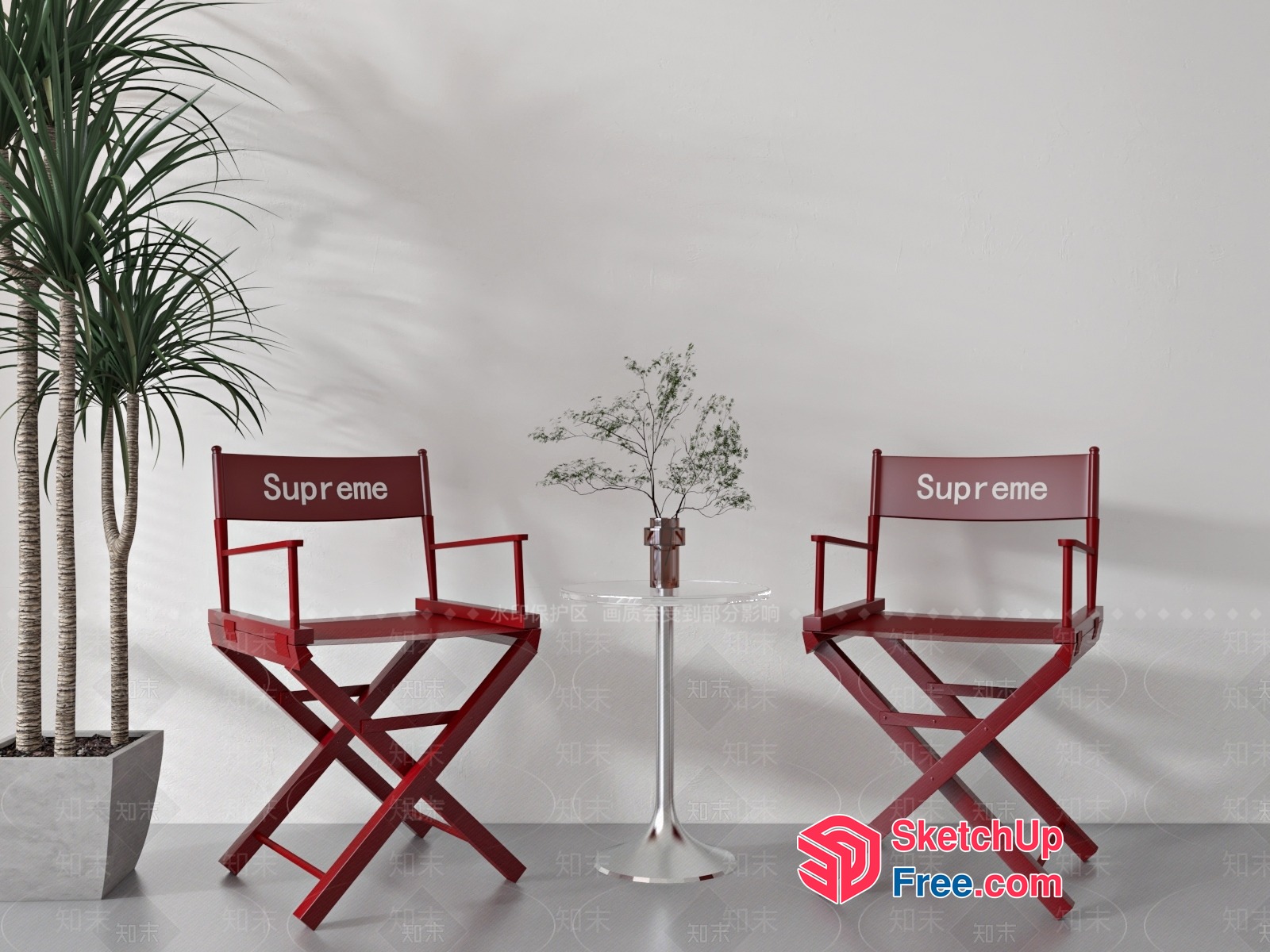 Simple Yet Elegant Interior With Two Supreme Director'S Chairs 3D SketchUp File