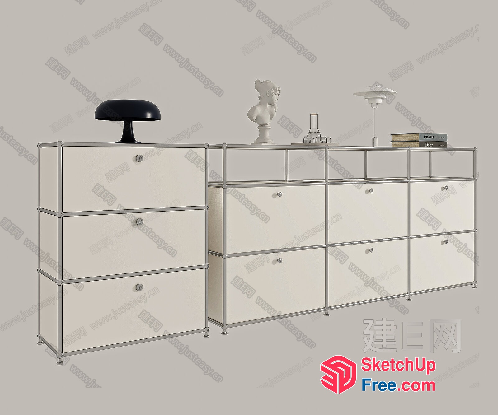 Minimalist Modern Storage Unit With Decorative Elements 3D SketchUp File